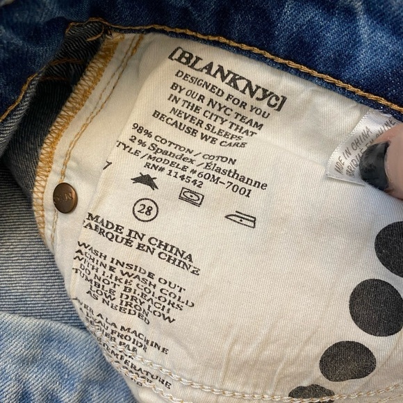 Blank NYC straight leg distressed bleach wash slub jeans - Picture 3 of 13